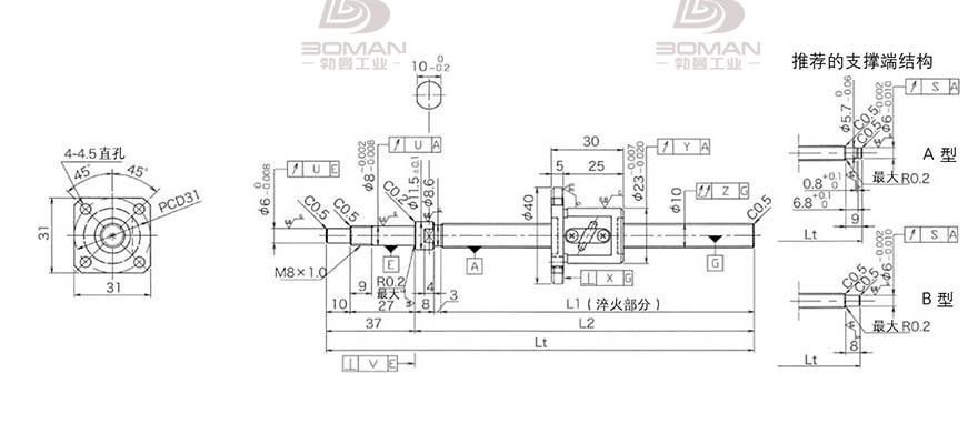 KURODA GP1002DS-EAFR-0320B-C3S 黑田标准滚珠丝杠型号